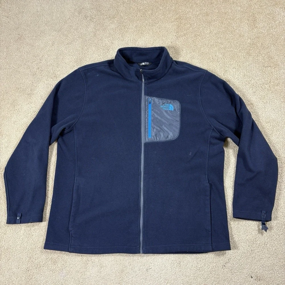 The North Face Men's Blue Full Zip Fleece Jacket With Zipped Pockets XXL